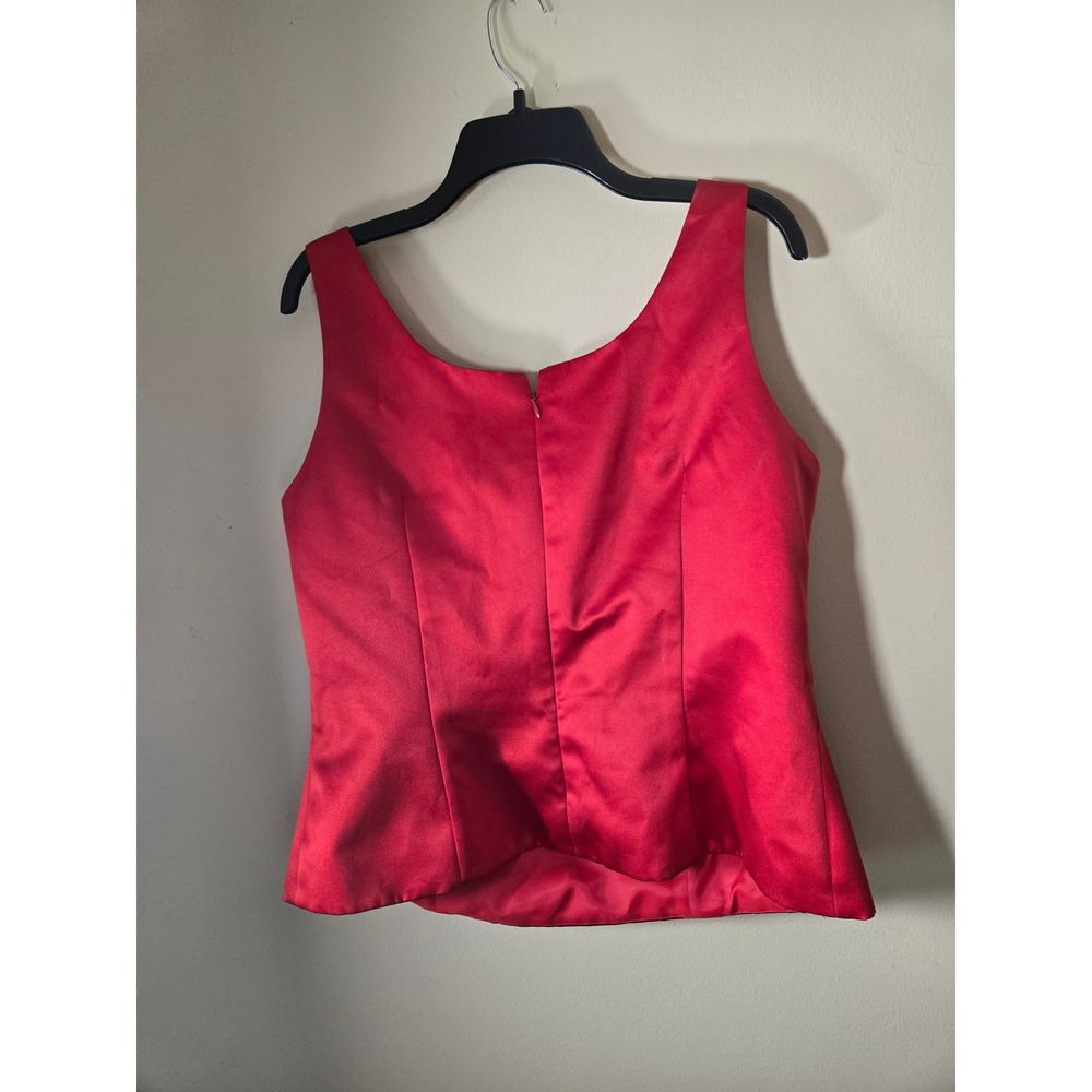 Unbranded Satin Beaded Scoop Neck Blouse Women XL Red Excellent Formal Tank Top - Picture 4 of 6